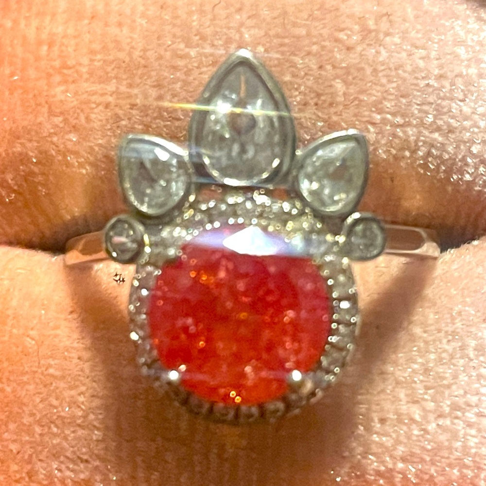All Around Boutique AAB 925 Red Ice Crystal Paw Sz8 NWOT